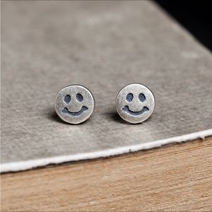 Halloween Sterling Silver S925 Smile Face Earrings Ear Studs